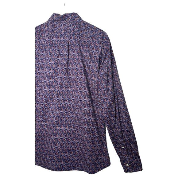 J Crew Top Mens Large Blue Slim Ditsy Floral Button Down Long Sleeve Preppy - Picture 10 of 14